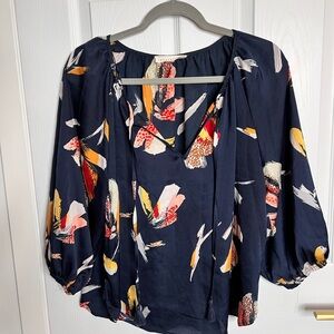Women's Navy Patterned Top